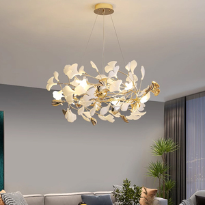 Modern Style Custom Chandelier Ceramic Ginkgo Leaf Art Creative Pendant <strong>Light</strong> <strong>for</strong> Hotel Lobby Living Room Bedroom Dining Room - Product Image 4