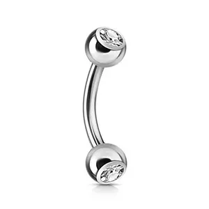 ASTM F136 Titanium Internal Threaded Curved Barbell With Press Fit Jeweled Balls Body Piercing Wholesale Eyebrow