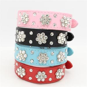<span class=keywords><strong>Collar</strong></span> de perro y gato con diamantes de imitación brillantes de diseño Floral personalizable de alta calidad en cuatro colores, <span class=keywords><strong>Collar</strong></span> ajustable para mascotas de Material Pu - Product Image 3