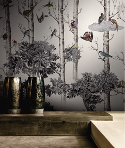 Carta da Parati per Bambini con Foresta e Uccelli Vintage, Murale Botanico e Faunistico per Suite di Hotel di Lusso, Camere da Letto per Bambini e Studi - Product Image 3