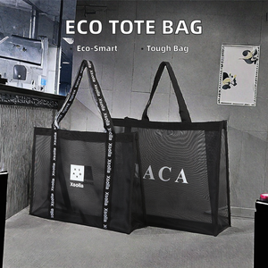 スタイリッシュなキャンバストートカスタムプリントレターパターンコットンメッシュバッグ夏のビーチショッピング - Product Image 2