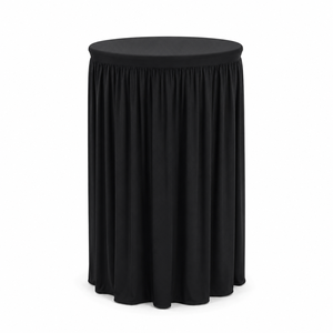 Wholesale Cocktail HighBoy SpandeStretch Knit <b>Table</b> Cover with Gathered Skirt <b>for</b> Hotel Buffet and Conference Registration <b>Table</b> - Product Image 1