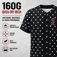 Jersey Baseball Custom Grosir Motif Polkadot Cepat Kering Bahan Polyester Bernapas Kancing Depan Sublimasi Seragam Tim