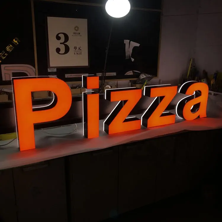 Sinal de led de 8cm, espessura, pré montado, para área externa, pizza, sinal iluminado