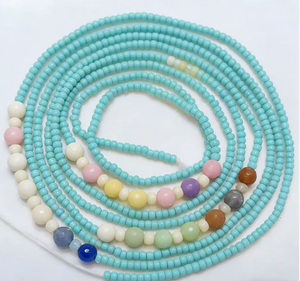 Chaîne de taille africaine en coton avec 7 pierres chakras et cristaux, bijoux de corps pour femme, grande taille, collection été - Product Image 2