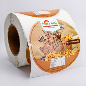Étiquette personnalisée pour aliments surgelés, rouleau d'autocollants ronds en BOPP imperméable avec logo pour l'emballage des coupes de crème glacée - Product Image 3