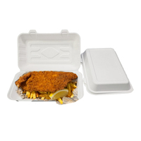 Fiambrera compostable, contenedor de comida de caña de azúcar biodegradable, vajilla de bagazo desechable, cajas de contenedores de pescado y patatas fritas