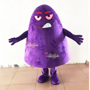 高品质CE定制角色吉祥物毛绒紫色鬼脸吉祥物服装出售
