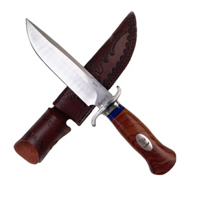 Couteau tactique de chasse professionnel de haute qualité personnalisable en acier inoxydable avec étui en cuir et bois pour la survie en plein air OEM - Product Image 1