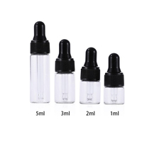 Flacon compte-gouttes plat en verre transparent mini en gros 1ml 2ml 3ml 5ml avec bouchon compte-gouttes pour sérum, huile essentielle, sérigraphie, rechargeable
