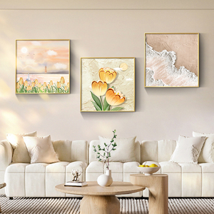 Luz moderna dormitorio de lujo pintura decorativa dormitorio principal pintura de Cabecera vista al mar flores gran pintura al óleo colgante de pared - Product Image 6