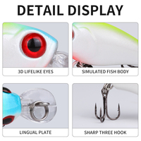 Ensemble de 6 leurres de pêche artificiels flottants miniatures de 3,8 g/4,5 cm avec hameçons multicolores pour la pêche