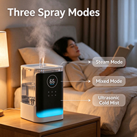 Humidificateur ultrasonique domestique, protection contre la panne de courant en cas de manque d'eau, fonction de chauffage à vapeur chaude, options de prises multiples, US EU AU UK