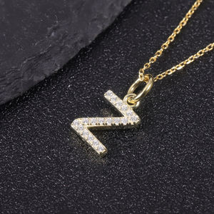 Usine de bijoux professionnels personnalisé A-Z breloques initiales petit Z pendentif collier or laboratoire cultivé diamant lettre pendentif - Product Image 1