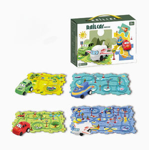 Puzzle d'assemblage de dinosaures créatifs en plastique pour enfants, construction de chemins de fer <span class=keywords><strong>et</strong></span> de routes, ensemble de véhicules ferroviaires électriques Orest Track Car Toys - Product Image 1
