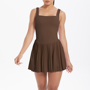 Nuova gonna da Tennis leggera Anti-corsa da donna abito sportivo nudo a due pezzi con Logo frontale a pieghe per Yoga tasca inferiore - Product Image 6
