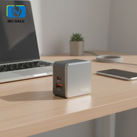 NIUBAILE Chargeur rapide 65W PD3.1/QC2.0 avec ports USB-A/USB-C, prise UK, adaptateur mural USB de bureau écologique, adaptateur de téléphone, nouvelle arrivée