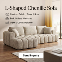 Canapé d'angle convertible de luxe en chenille, grand format, avec fonction lit, moderne et confortable, inclinable, en mousse à mémoire de forme, pour hôtel et villa, avec structure en bois