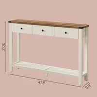 Table console bicolore de 47,2'' (3 tiroirs + étagère ouverte)