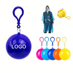 Porte-clés de camping extérieur personnalisé avec logo, étui sphérique jetable, poncho de pluie portable en plastique, porte-clés boule, poncho de pluie jetable - Product Image 1