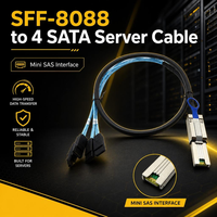 Kabel SFF-8088 ke 4 SATA Mini SAS 26Pin ke 4x 7Pin Breakout Cable 6Gbps SAS 2.1 RAID Controller ke 4 HDD SSD Kabel Data Server