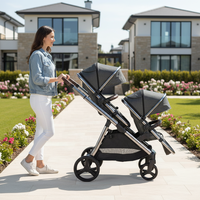 Poussette double tandem pliable 3 en 1 pour jumeaux, avec nacelle et landau, pour nouveau-né, bébé et tout-petit