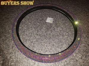 Cubierta brillante <span class=keywords><strong>para</strong></span> <span class=keywords><strong>volante</strong></span> de coche Girls15 pulgadas, cristales coloridos universales, diamantes de imitación, accesorios ostentosos de arcoíris <span class=keywords><strong>para</strong></span> <span class=keywords><strong>mujer</strong></span> - Product Image 6