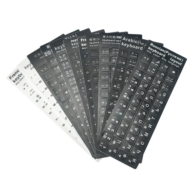 Custom Laptop Notebook Color Blank Pvc Printing Arabic English Russian Korian Korean Keyboard Stickers