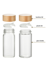 Ensemble de 24 pots d'assaisonnement en verre de poivre noir d'épices de 4oz avec étiquette de couvercle en bambou haut de gamme pour ingrédients de barbecue