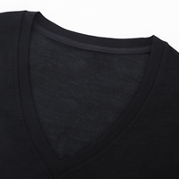 Chemise à manches courtes à col en V noir pour femmes en laine mérinos résistante aux odeurs pour les randonnées et les promenades sur la plage