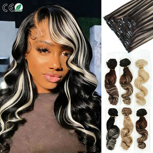 Clip in Ombre Hair Clip in Hair Loose <b>Wave</b> <b>Body</b> <b>Wave</b> 100% Remy Human Hair Ombre Blonde Clip in Hair Extension 7 Pieces Clip Hair - Product Image 1