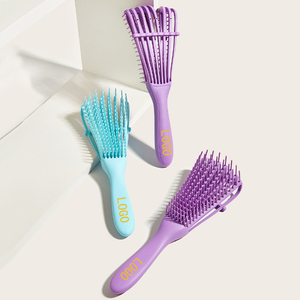 Wholesale Custom Logo Afro America Products Rows Detangling Massage Hair Brush For Curly Hair Brush plastic hair comb