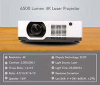 Projecteur laser 4K 6500 lumens, technologie 3LCD avec déplacement de l'objectif pour installation en grande salle