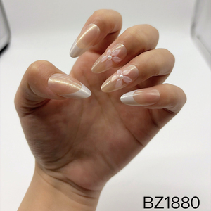<span class=keywords><strong>Faux</strong></span> <span class=keywords><strong>Ongles</strong></span> Détachables 3D Perle Fleur Style Français Classique Blanc, 24 Pièces, Vente Chaude Transfrontalière - Product Image 5