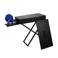Barbecue portable pliable au charbon de bois pour le camping en acier avec souffleur manuel