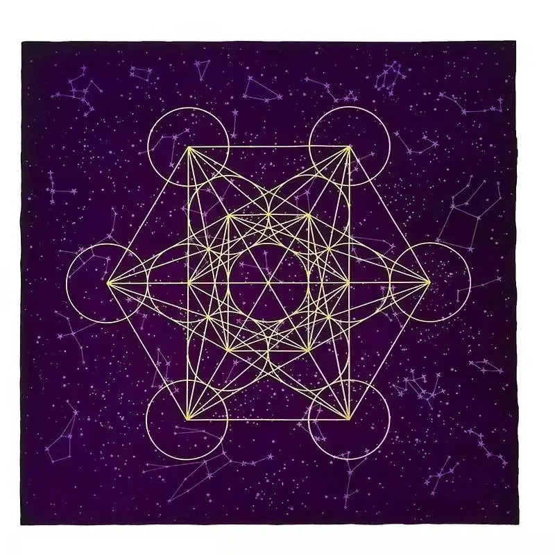 Tailai bulan Pentagram astrologi ramalan taplak meja penyihir persediaan permadani kain altar hitam untuk penyihir