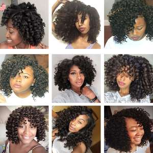 Bacchetta arricciatura Crochet trecce Jamaican rimbalzo capelli ricci colore nero africano uncinetto sintetico treccia capelli <span class=keywords><strong>extension</strong></span> per le donne - Product Image 6