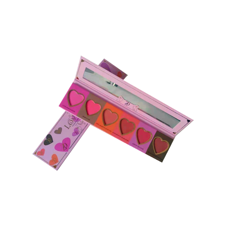 Оптовая продажа любовь, Длительное Действие, 6 видов цветов бумага в форме сердца порошок, Пользовательский ярлык, румяна, палитра