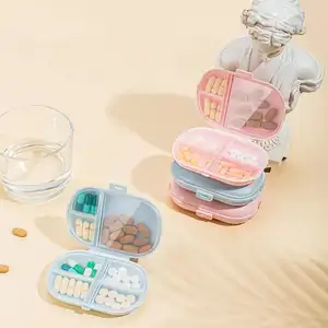 Hot sales 7 Grids Organizer Container For Tablets Travel Pill Small Tablets Wheat Straw Multi-grid Medicine box With Seal Ring