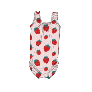 Maillots <span class=keywords><strong>de</strong></span> <span class=keywords><strong>bain</strong></span> pour bébés filles à séchage rapide personnalisés, imprimé fraises, vente en gros d'usine, maillots <span class=keywords><strong>de</strong></span> <span class=keywords><strong>bain</strong></span> pour enfants - Product Image 2