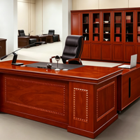 Escritorio Ejecutivo de Lujo, Escritorio de Madera para Gerentes con Gabinete de Almacenamiento, Muebles de Oficina Modernos para Espacios Corporativos