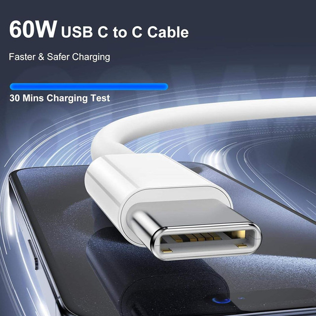 Wholesale High Quality 60W 1m/2m USB-C to Type-C Fast Charging Data Cable with Nylon Coating for Mobile Phone Computer & Camera