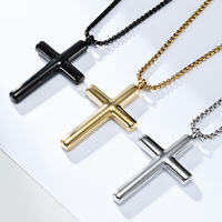 Liontin Salib Melengkung Berkualitas Tinggi Lapis Emas 18k Bahan Stainless Steel Perhiasan Fashion Kalung Pria Unisex Grosir