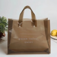 Emballage semi-transparent facile à transporter pour sacs à provisions de cadeaux de vacances de boutique avec sacs en plastique de logos