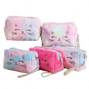 Free Sample Hot selling embroidery custom logo cute faux fur makeup storage <b>bag</b> <b>fluffy</b> cosmetics toilet <b>bag</b> - Product Image 1