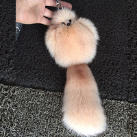 Vente en gros de petits sacs en fourrure de 15 à 16 cm, pendentif pour téléphone portable, mignon, rose, noir, rouge, gris, blanc, jouet en peluche en fourrure de renard, porte-clés avec queue