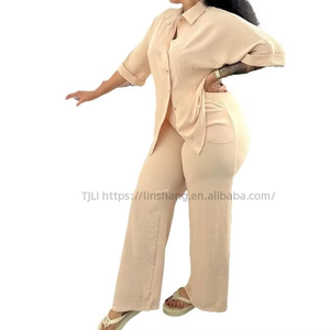 African Women's Casual Loose Short Sleeve Cardigan Shirt <b>Pants</b> 2 Piece Set Fashion - Product Image 1