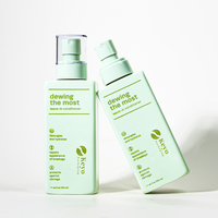 Flacon pompe cosmétique de luxe personnalisé pour soins continus, en plastique vert carré, pour corps et cheveux, avec pulvérisateur fin, emballage