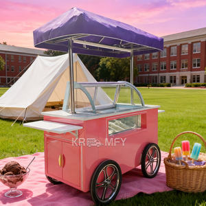 Carrito Móvil con Luces LED para Venta de Helados, Kiosco de Comida, Congelador Expositor de Gelato para Exteriores - Product Image 3