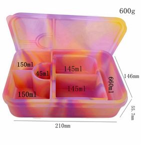 Lonchera Bento de Silicona Reutilizable de 6 Compartimentos para el Hogar, Recipiente para Alimentos Apto para Calentar, Caja de Almacenamiento de Alimentos de Grado Alimenticio - Product Image 3